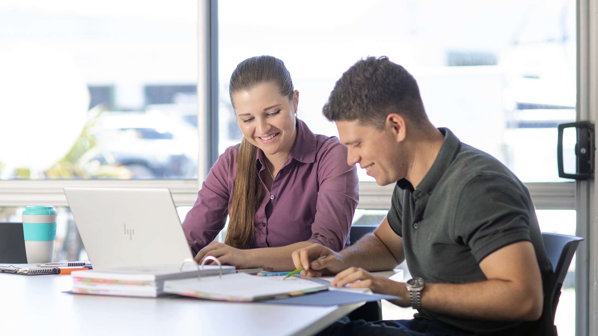 Engineering Students studying together at a table