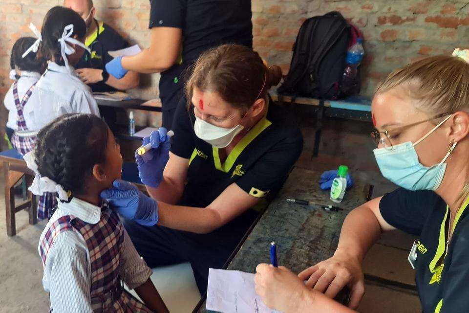 CQU second year nursing students at a health camp in Nepal