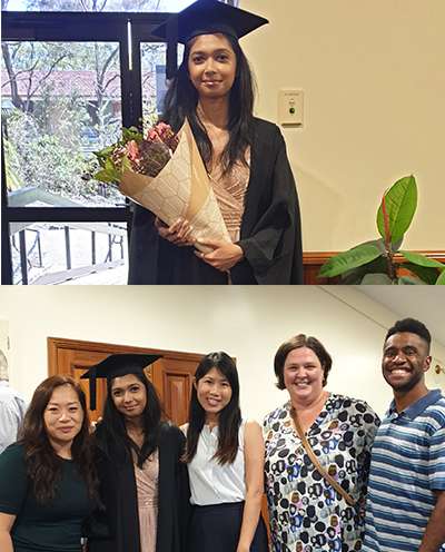 TOP: Shivaali Vanshika. BOTTOM: Julie Nguyen, Shivaali Vanshika, Malia Ho, Angela Wilczek and Owen Tari.