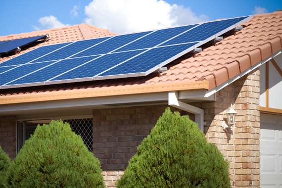 Solar panels on the roof of a house