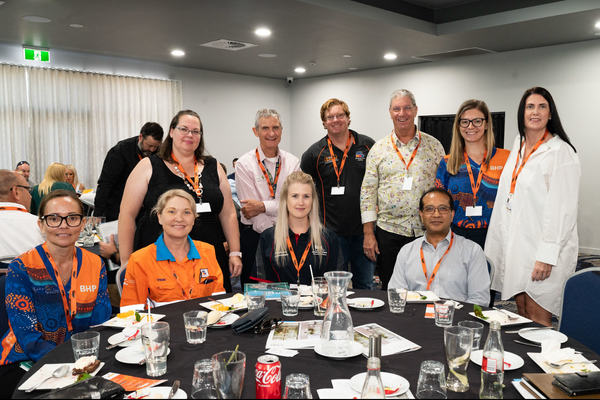 Rob Brown and Mahesh Kayastha with other attendees at the BHP Bowen Basin Mining Club Lunch
