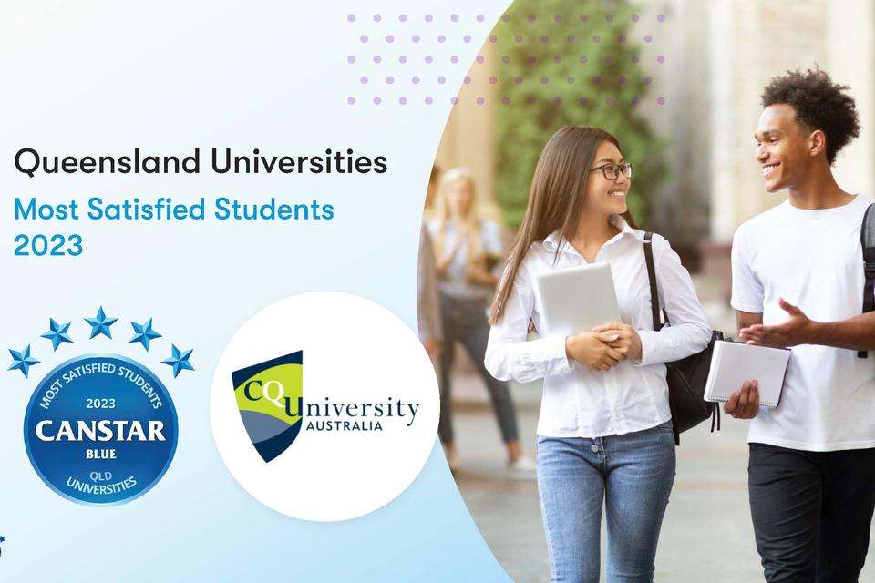 Two students pictured with Canstar and CQUniversity logos overset