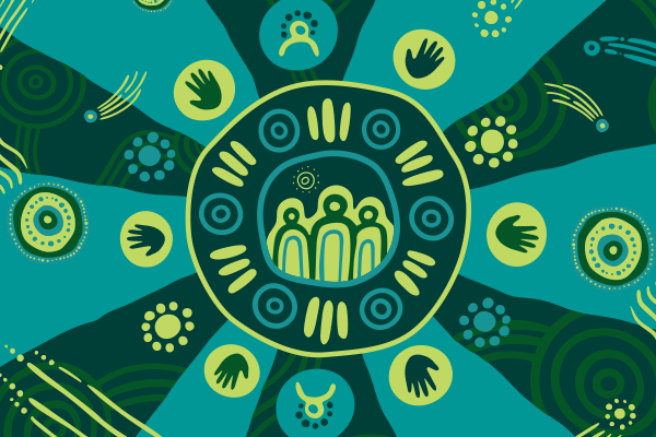 CQU Branded Indigenous artwork entitled Chasing Dreams