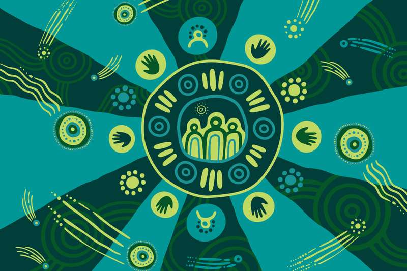 CQU Branded Indigenous artwork entitled Chasing Dreams