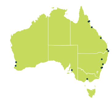Australia Map with CQU Flight Provider Markers