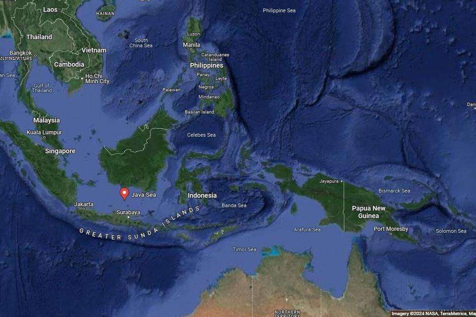 Google maps image of Java sea and surrounding islands