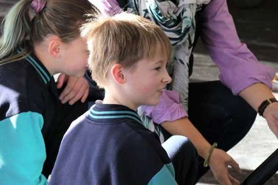 Children learning about farming