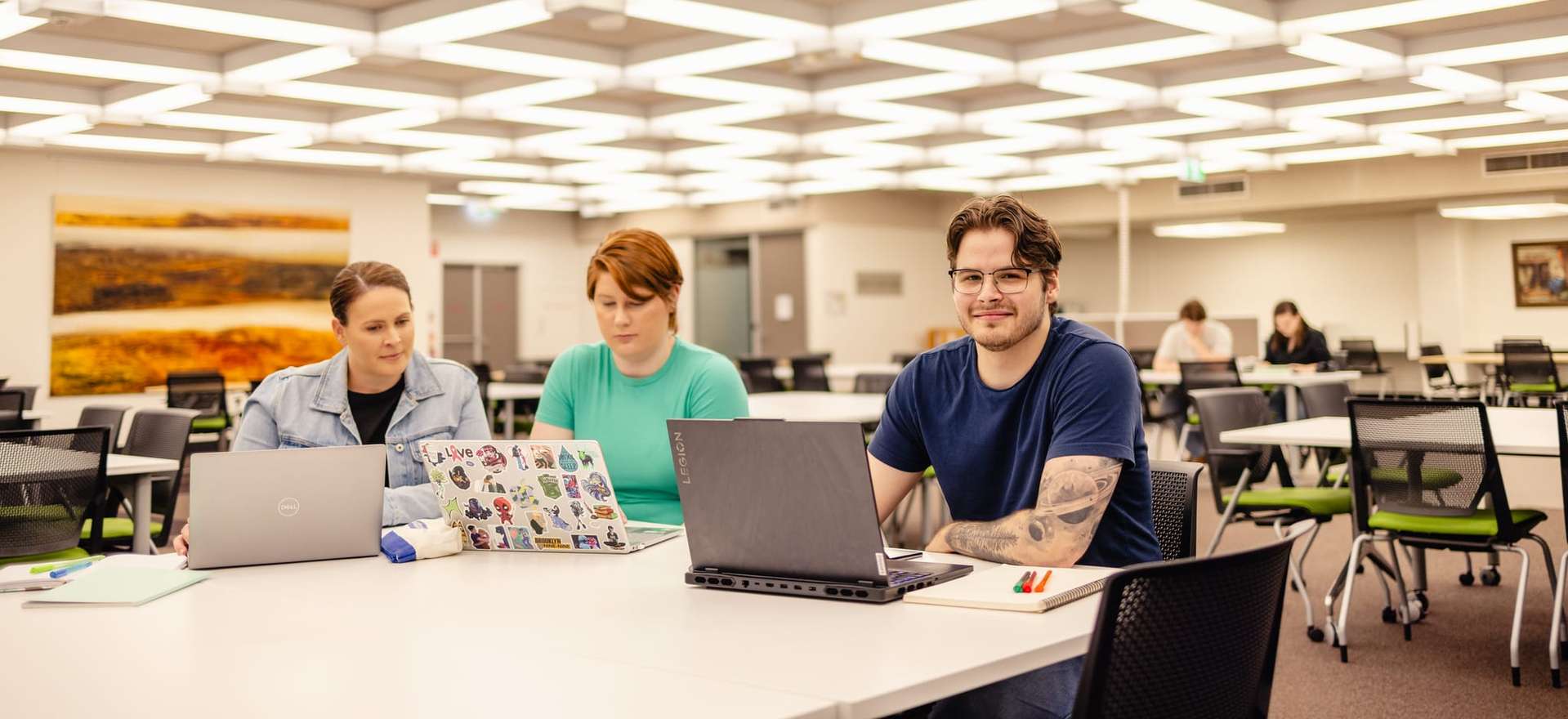 Students studying together in the Library