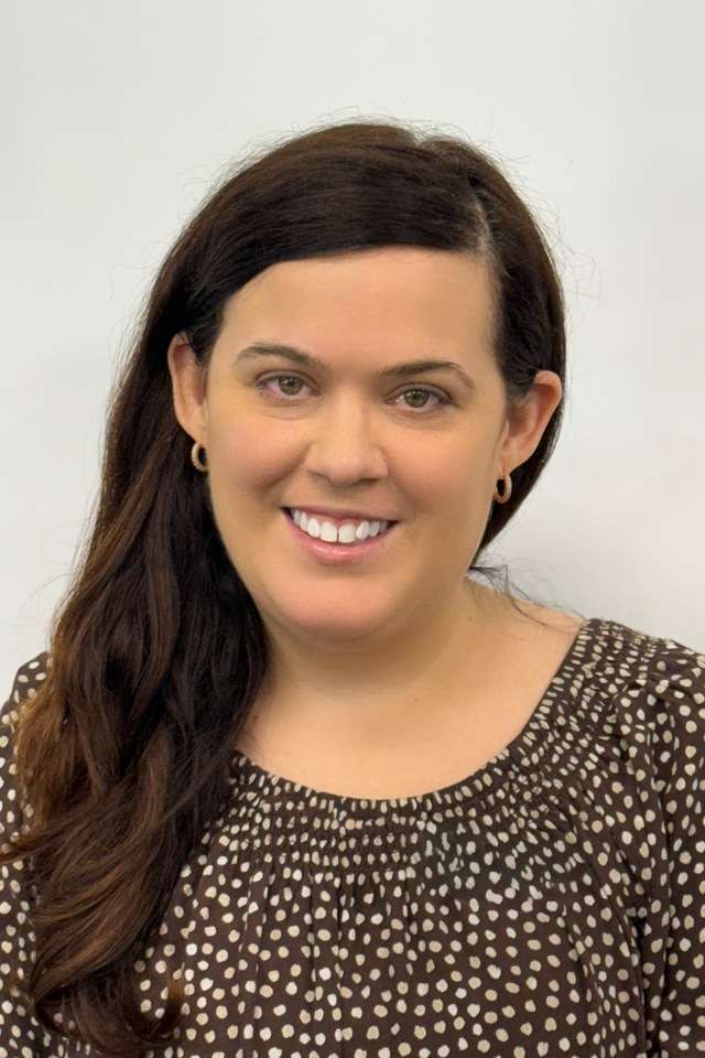 Alumna Kate Wickson wearing a spotted top