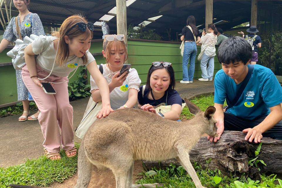 Students from Miyagi University of Education with a kangaroo