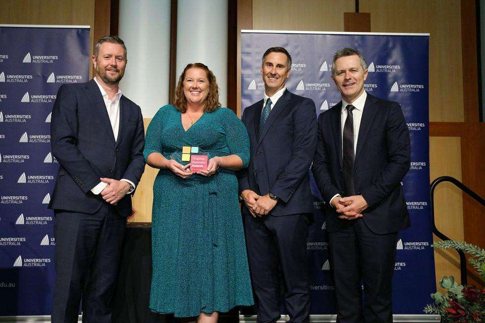 L-R: UA Chair Prof David Lloyd, Ms Sasha Job, Dr Luke Heales, Hon Jason Clare MP.