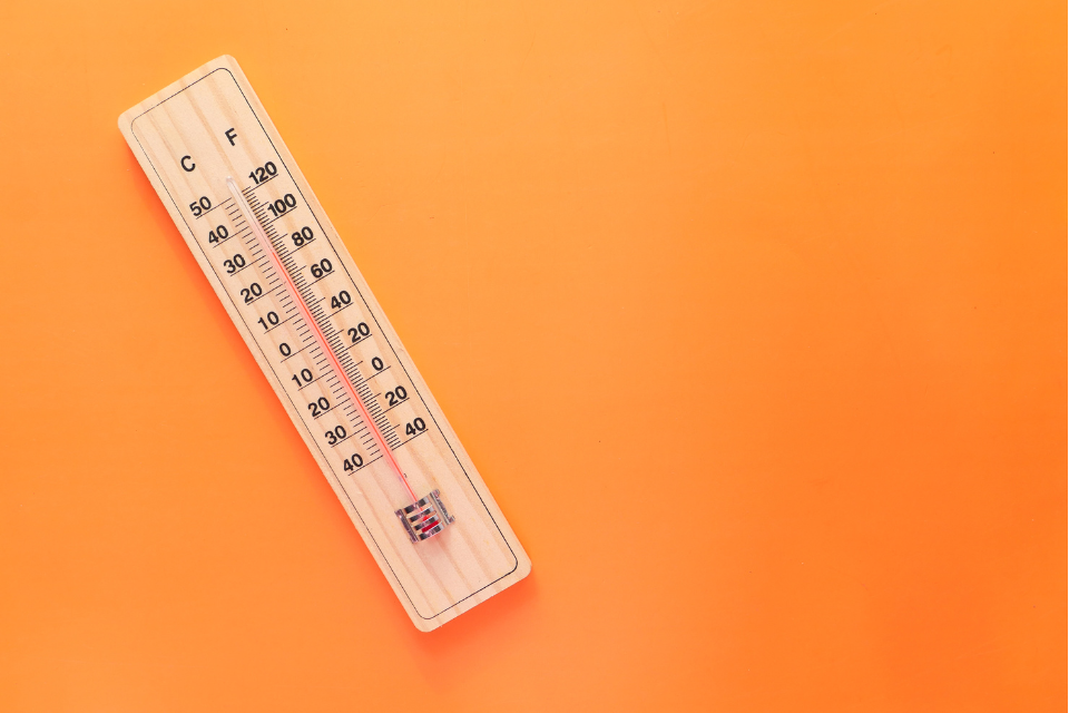 Thermometer showing high temperature