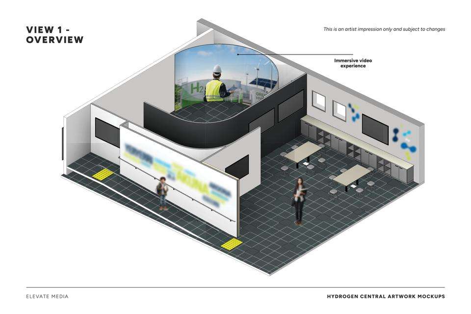 Artist impression of the fit out for the Hydrogen Central Information Centre