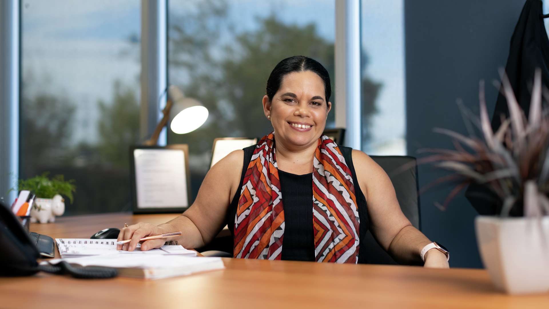 First Nations law student Nareeta Davis sitting at a desk