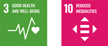 Sustainable Development Goal Logos for 3, Good Health and Wellbeing and 10, Reduce Inequalities