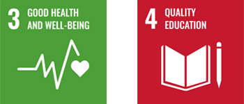Sustainable Development Goal Logos for 3, Good Health and Wellbeing and 4, Quality Education