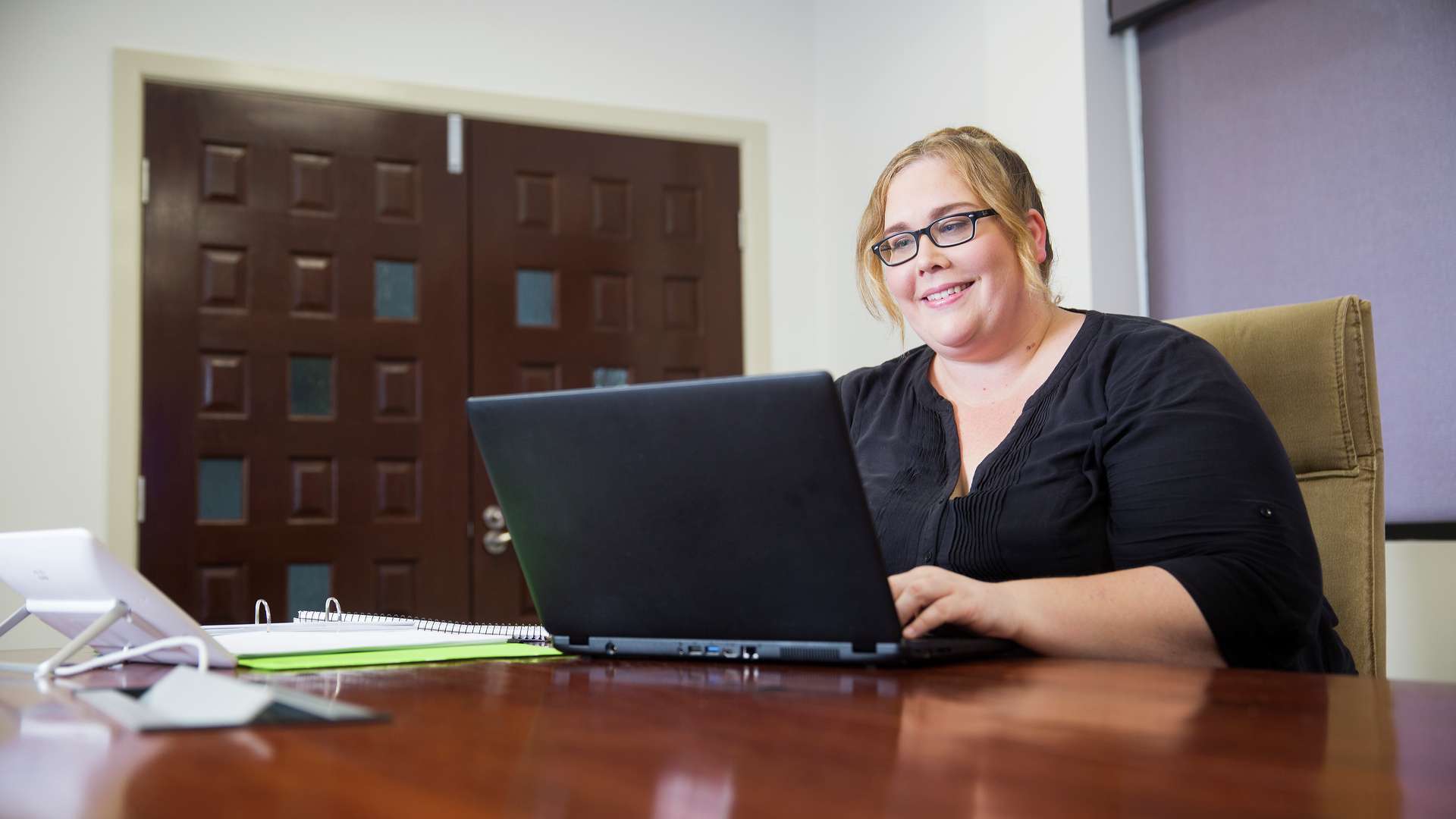 Student studying with a laptop