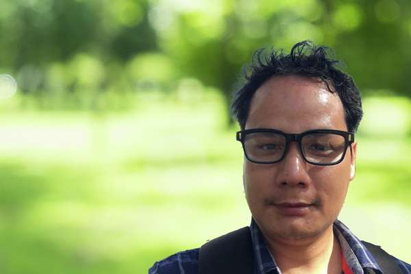 Top Bahadur Pun taking a selfie at the park