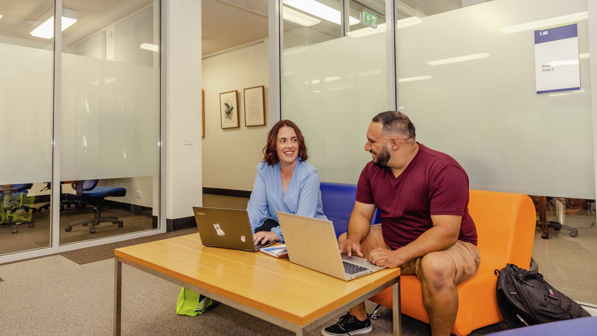 Two students studying together